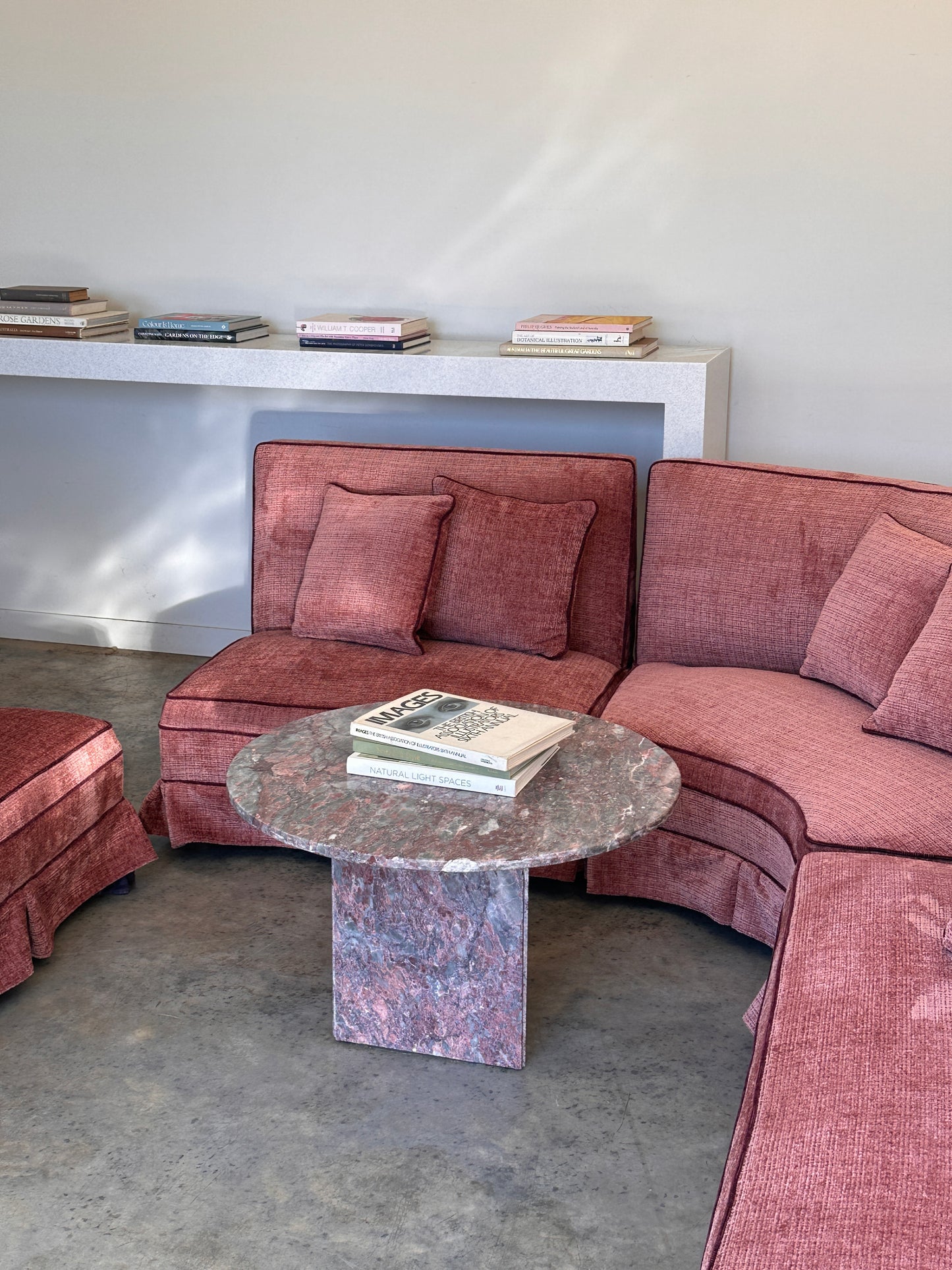 Incredible Curved Vintage Sofa - Dusty Pink Velvet,  Fully Restored, 60's