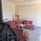Incredible Curved Vintage Sofa - Dusty Pink Velvet,  Fully Restored, 60's