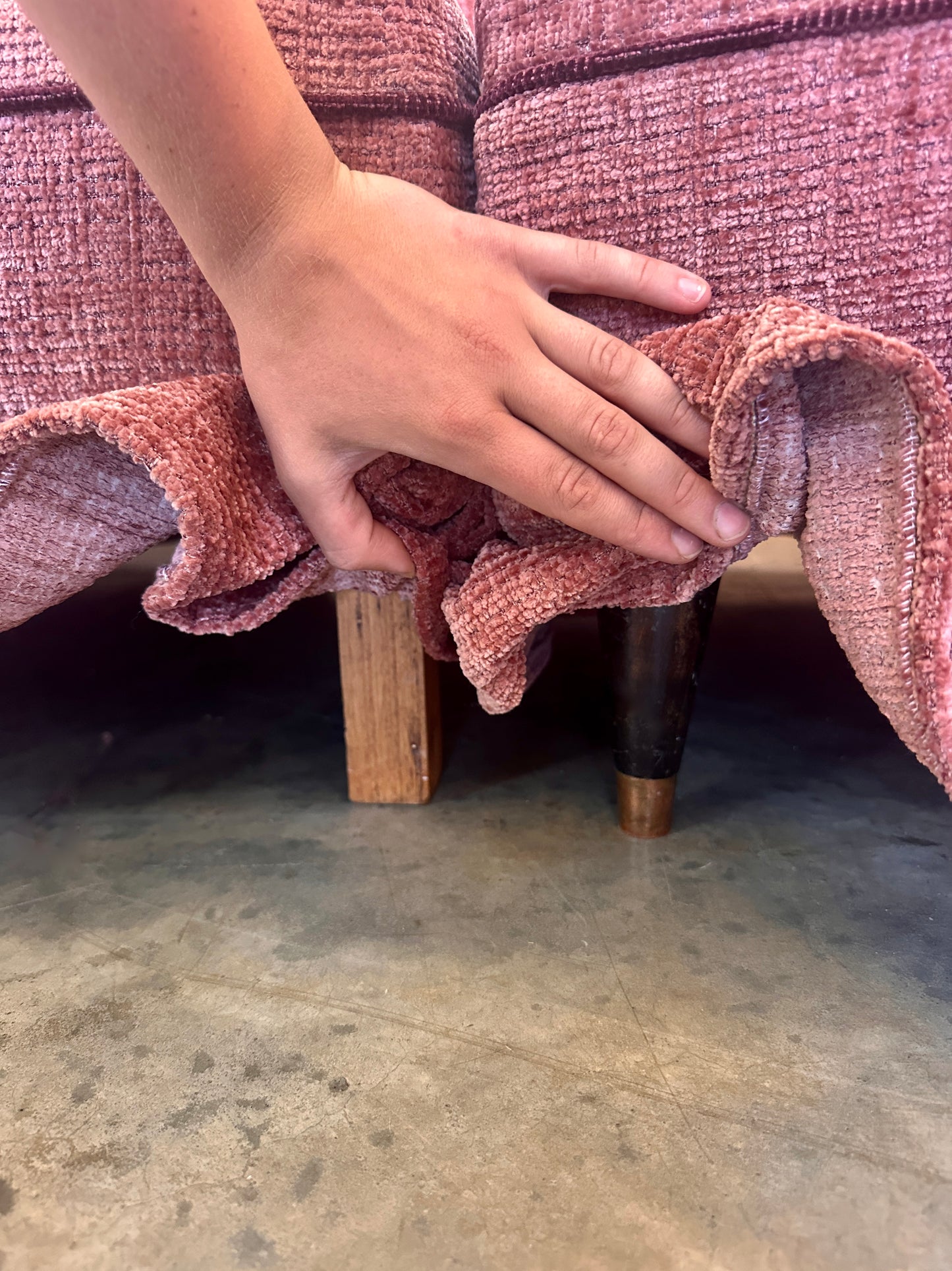 Incredible Curved Vintage Sofa - Dusty Pink Velvet,  Fully Restored, 60's