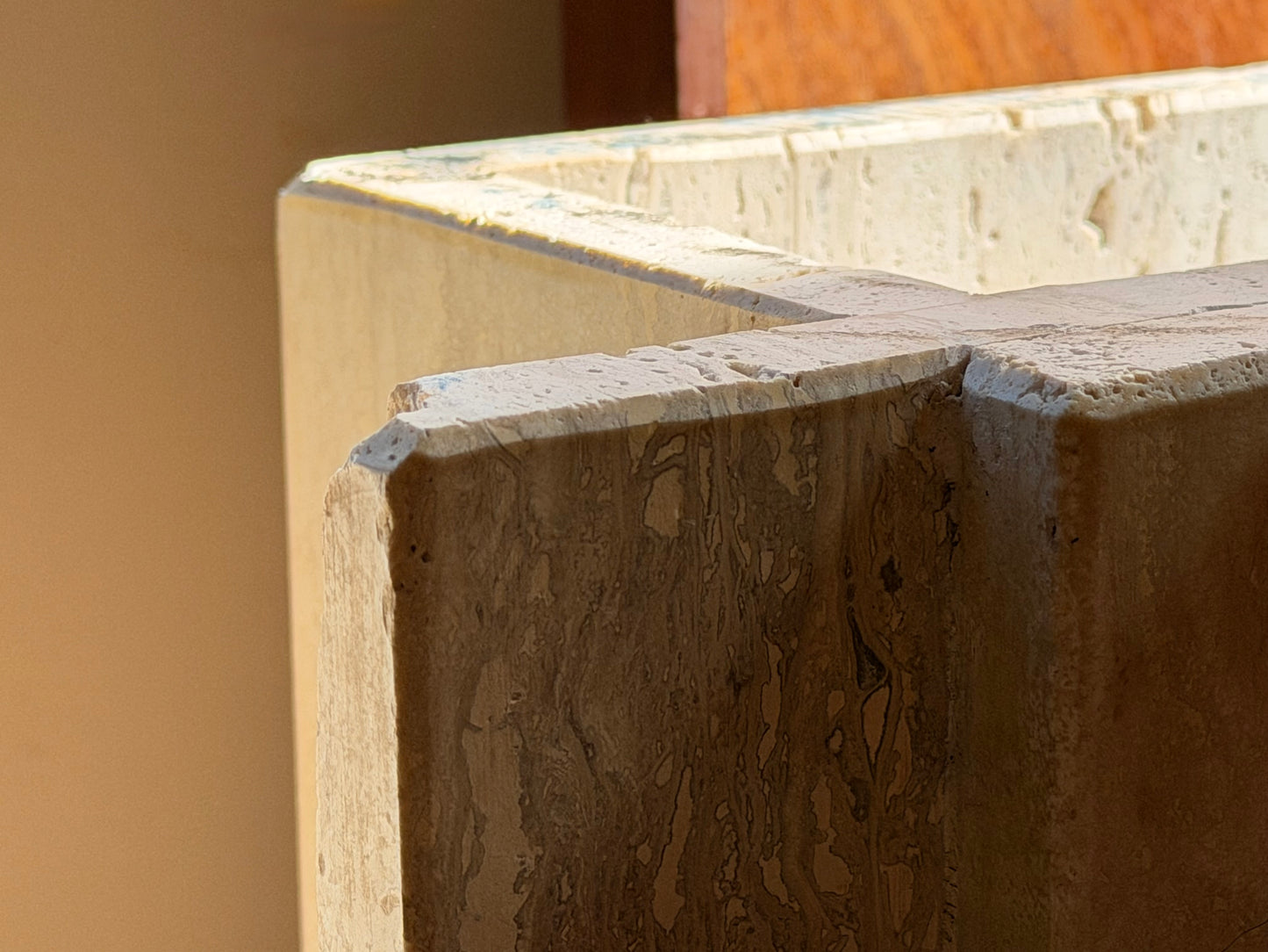 Vintage Italian Travertine Table #1