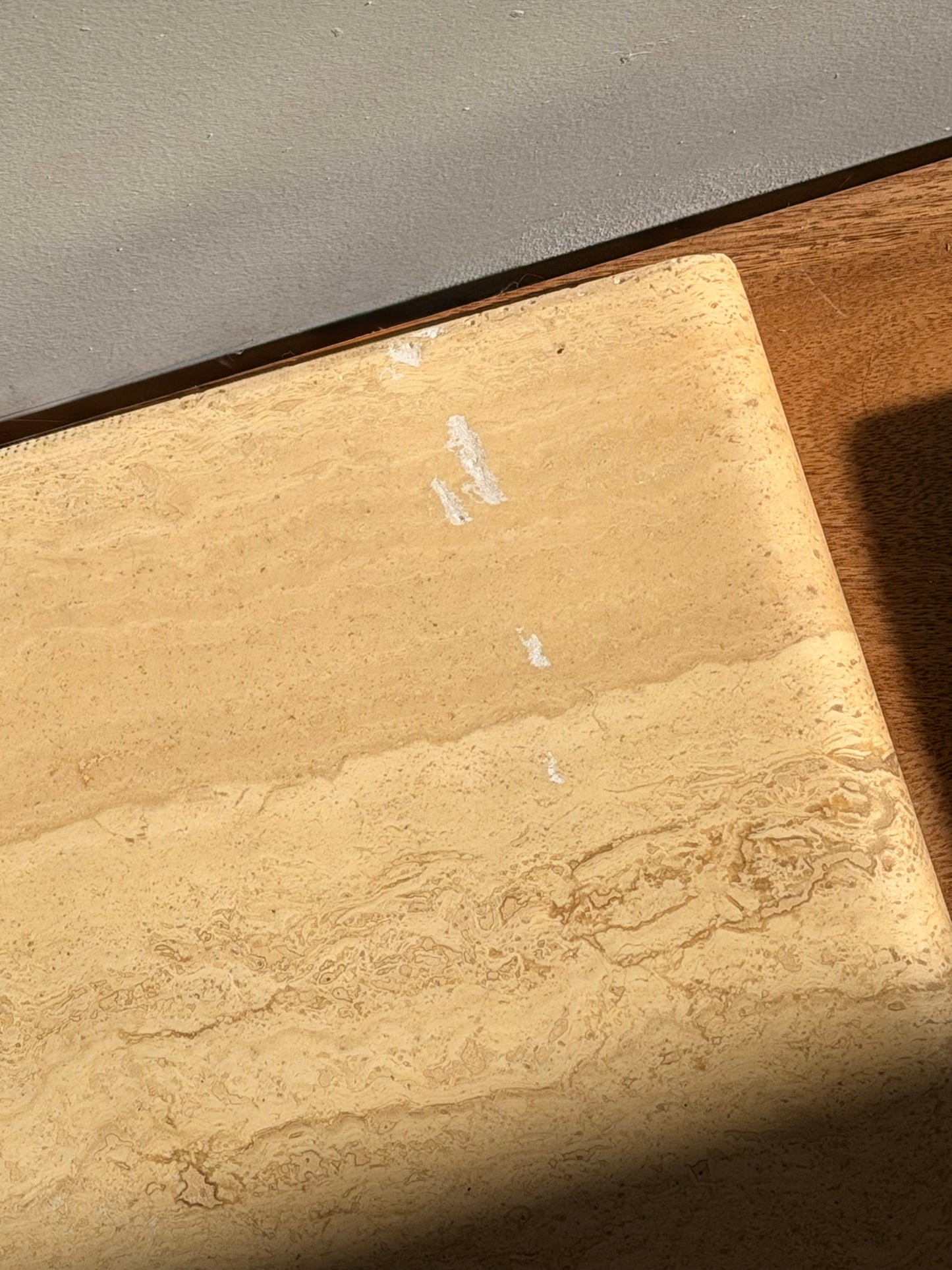 Vintage Italian Travertine Table #1