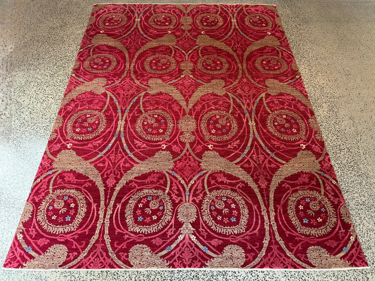 Persian Wool & Silk Rug in Crimson Red