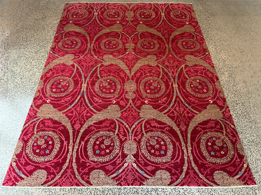 Persian Wool & Silk Rug in Crimson Red