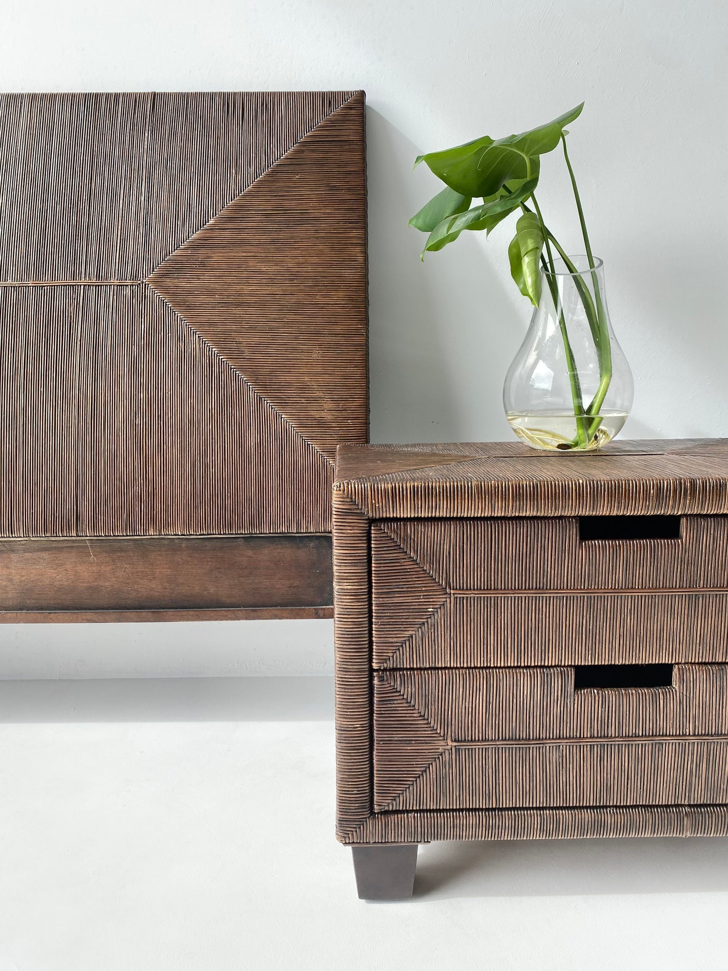 Pencil Reed Wicker Bedside Tables