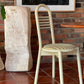 Lacquered Timber Ladderback Chairs with Stripe Upholstery