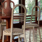 Lacquered Timber Ladderback Chairs with Stripe Upholstery