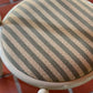 Lacquered Timber Ladderback Chairs with Stripe Upholstery
