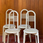 Lacquered Timber Ladderback Chairs with Stripe Upholstery