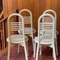 Lacquered Timber Ladderback Chairs with Stripe Upholstery