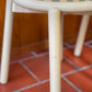 Lacquered Timber Ladderback Chairs with Stripe Upholstery