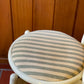 Lacquered Timber Ladderback Chairs with Stripe Upholstery