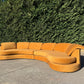Curved Caramel Velvet Sofa