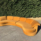Curved Caramel Velvet Sofa