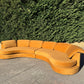 Curved Caramel Velvet Sofa