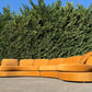 Curved Caramel Velvet Sofa