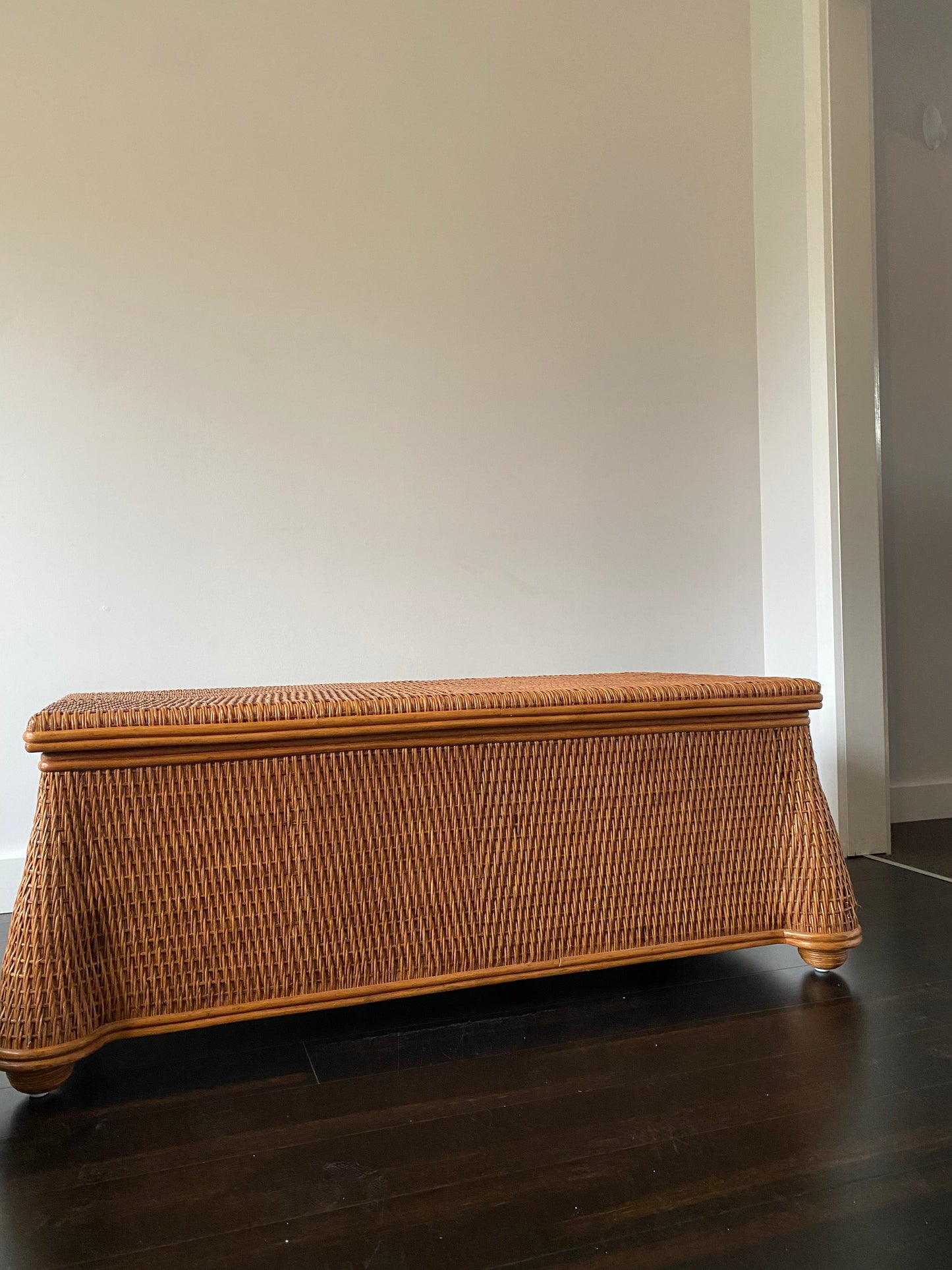 Vintage Draped Wicker Coffee Table / Chest