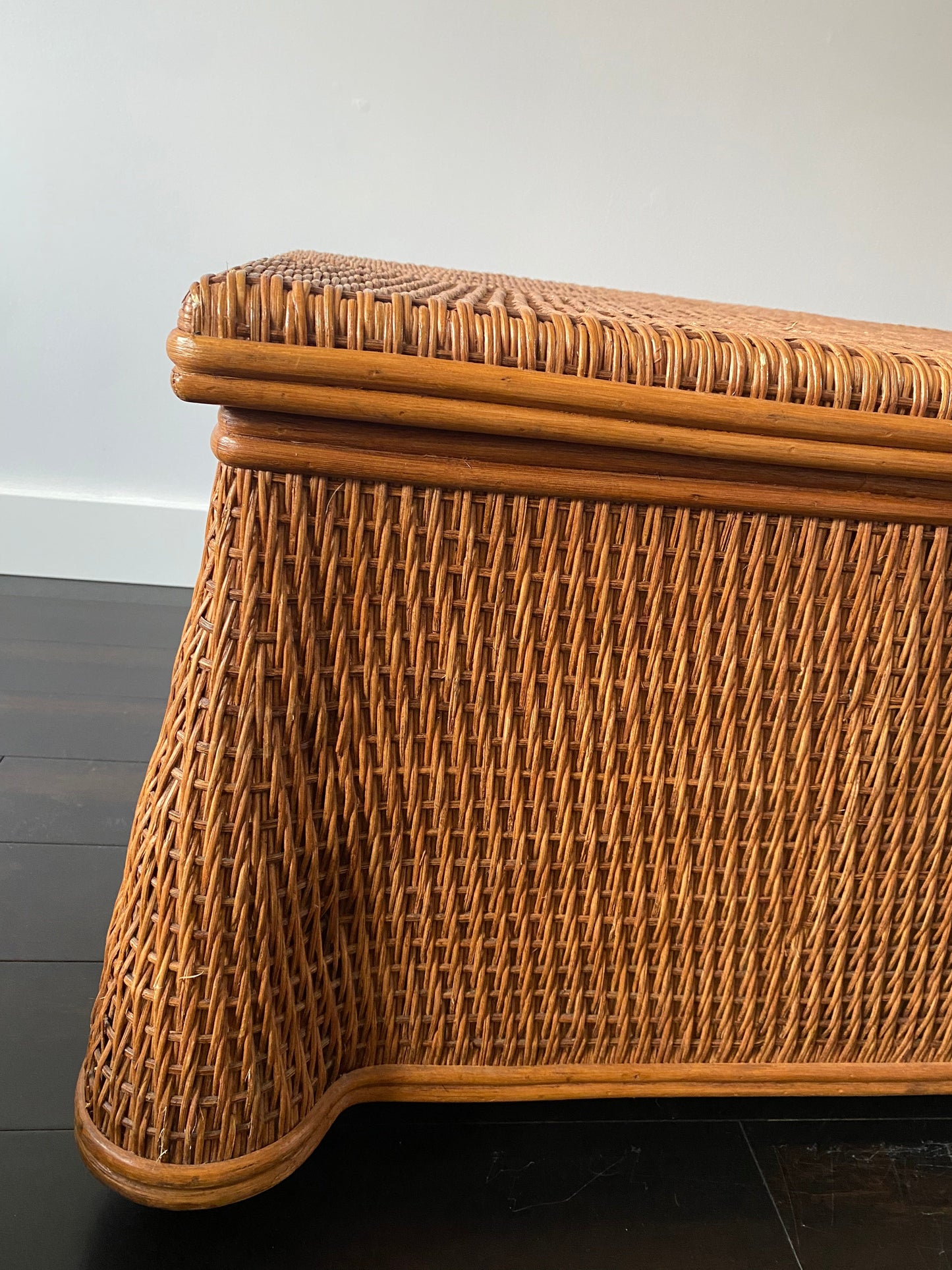 Vintage Draped Wicker Coffee Table / Chest