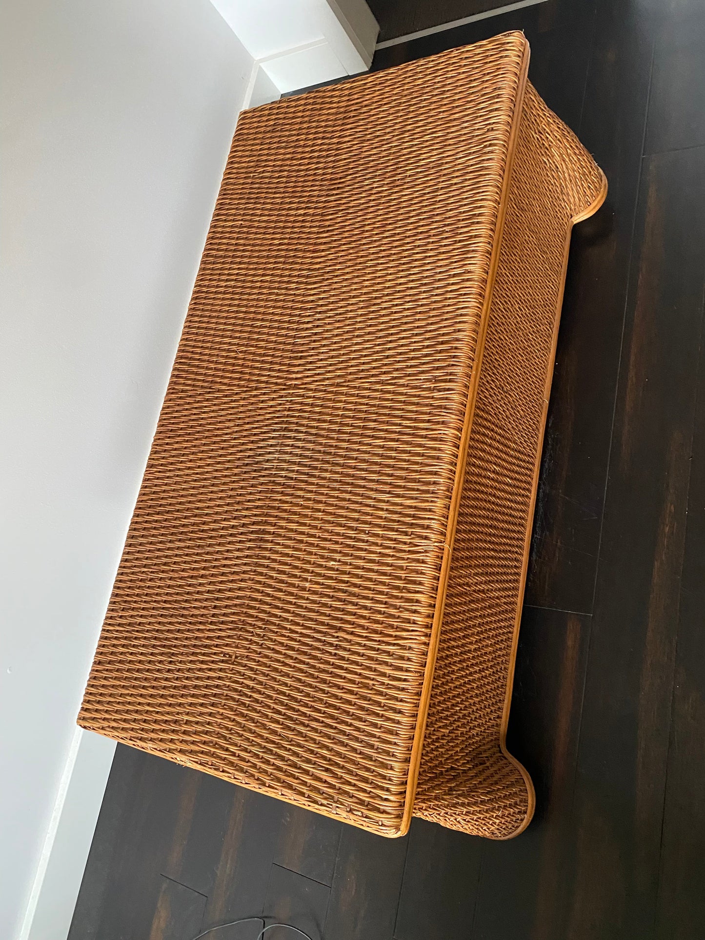 Vintage Draped Wicker Coffee Table / Chest