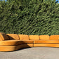 Curved Caramel Velvet Sofa