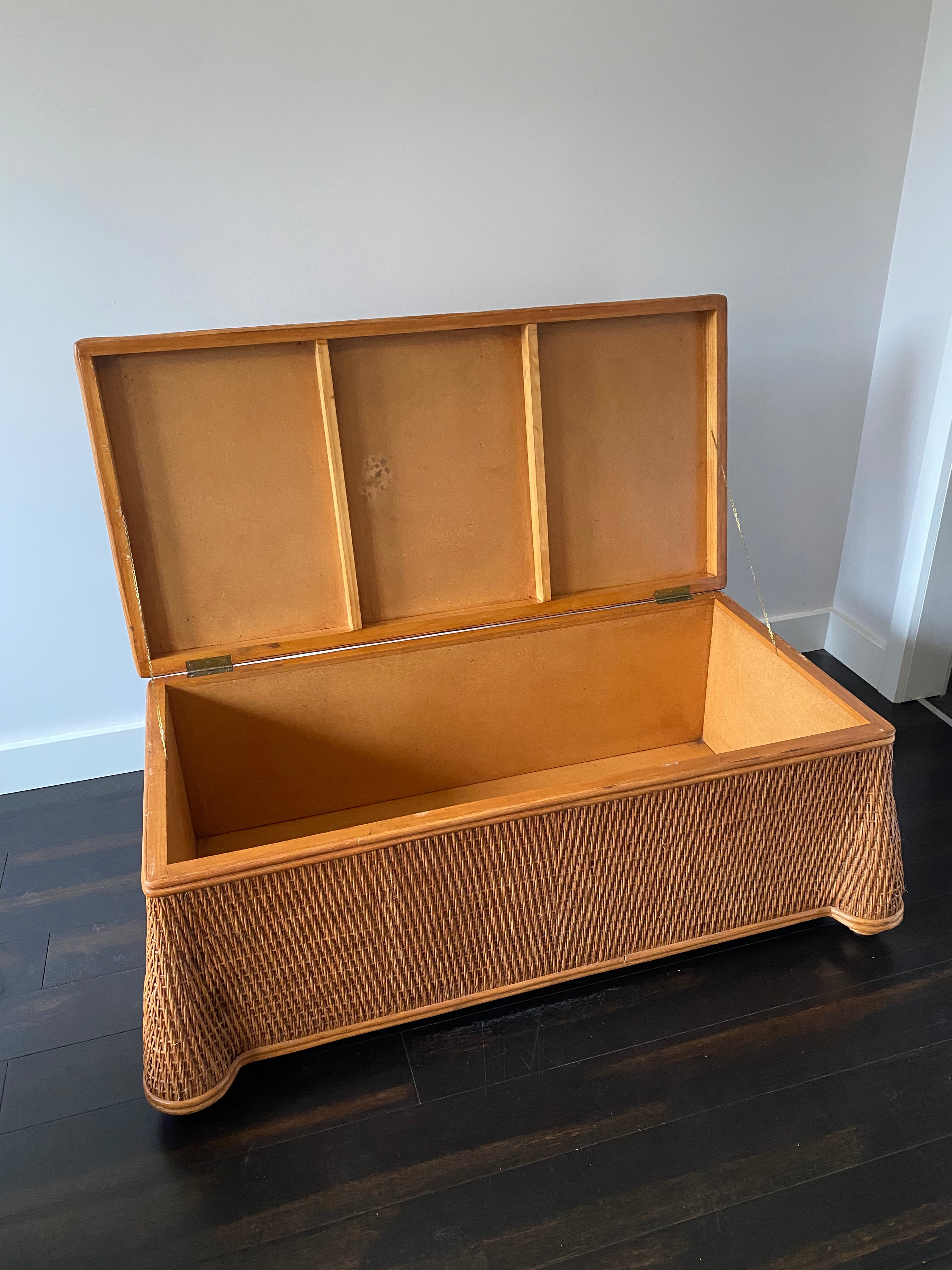 Vintage Draped Wicker Coffee Table Chest Curated Spaces