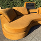 Curved Caramel Velvet Sofa