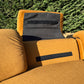 Curved Caramel Velvet Sofa