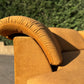 Curved Caramel Velvet Sofa
