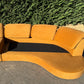 Curved Caramel Velvet Sofa