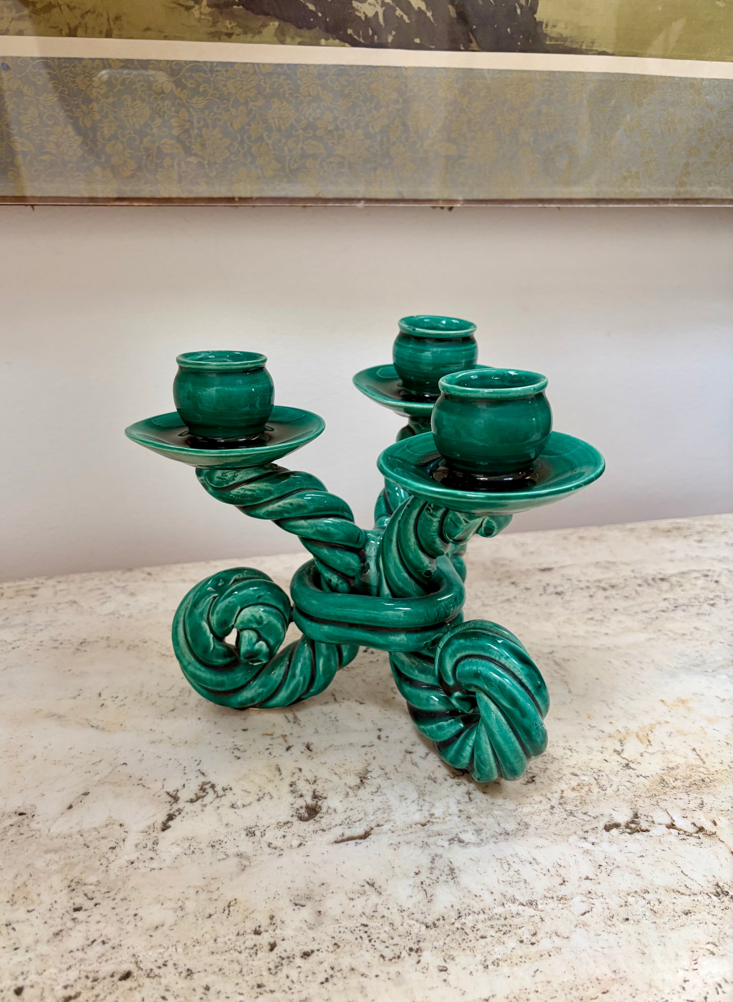French Ceramic Candlestick