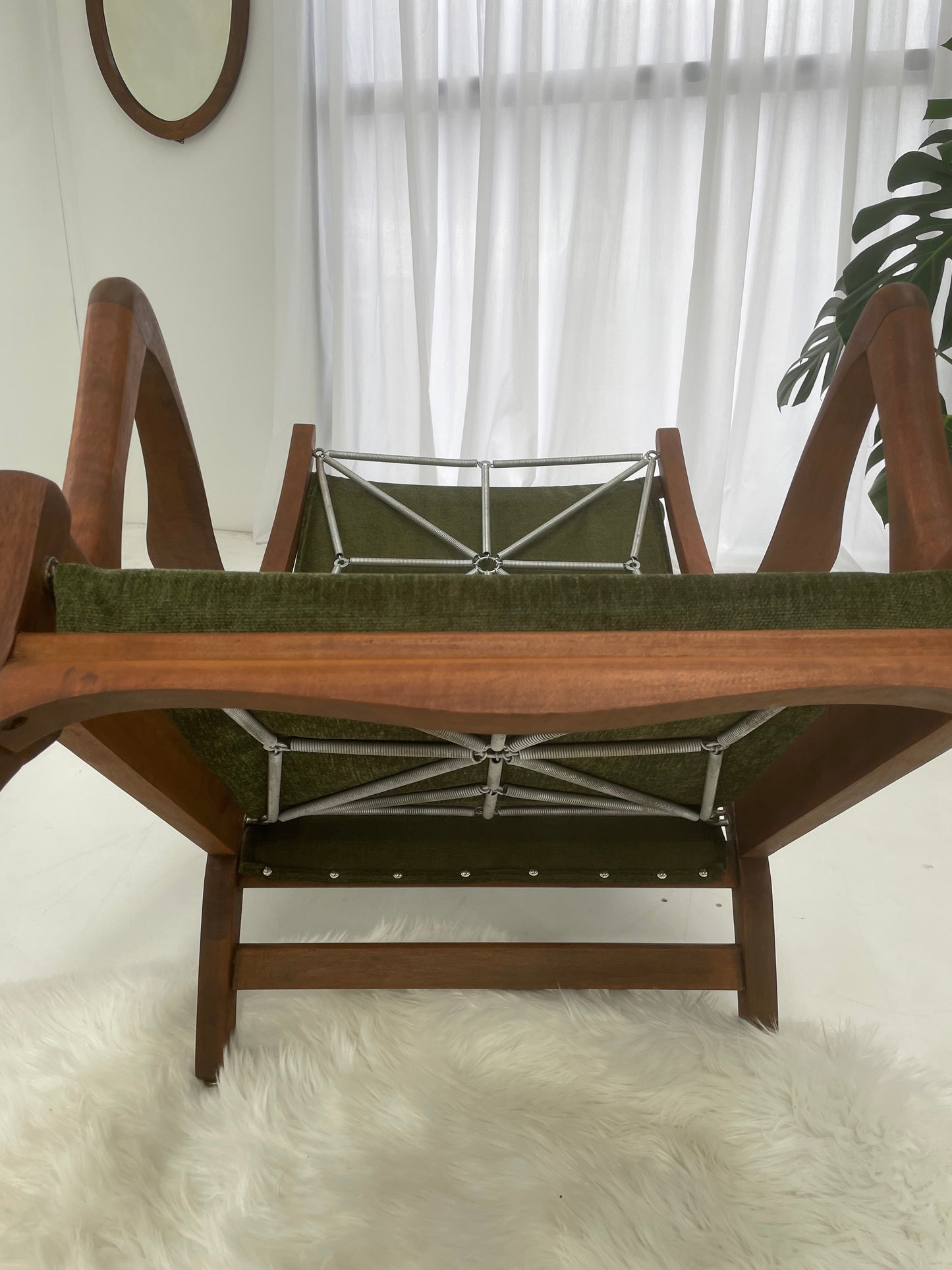 Restored Vintage Green Three-Seater Sofa & Armchairs