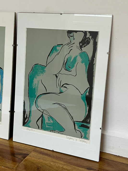 Set of 3 Signed & Framed Original Lithographs by Maria Lopez, Spain