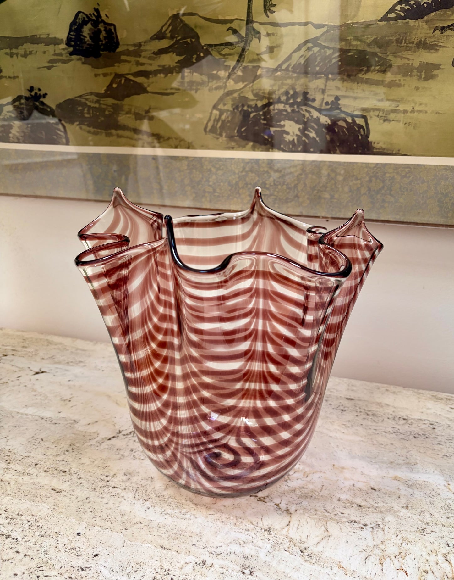 Vintage Striped Murano Vase