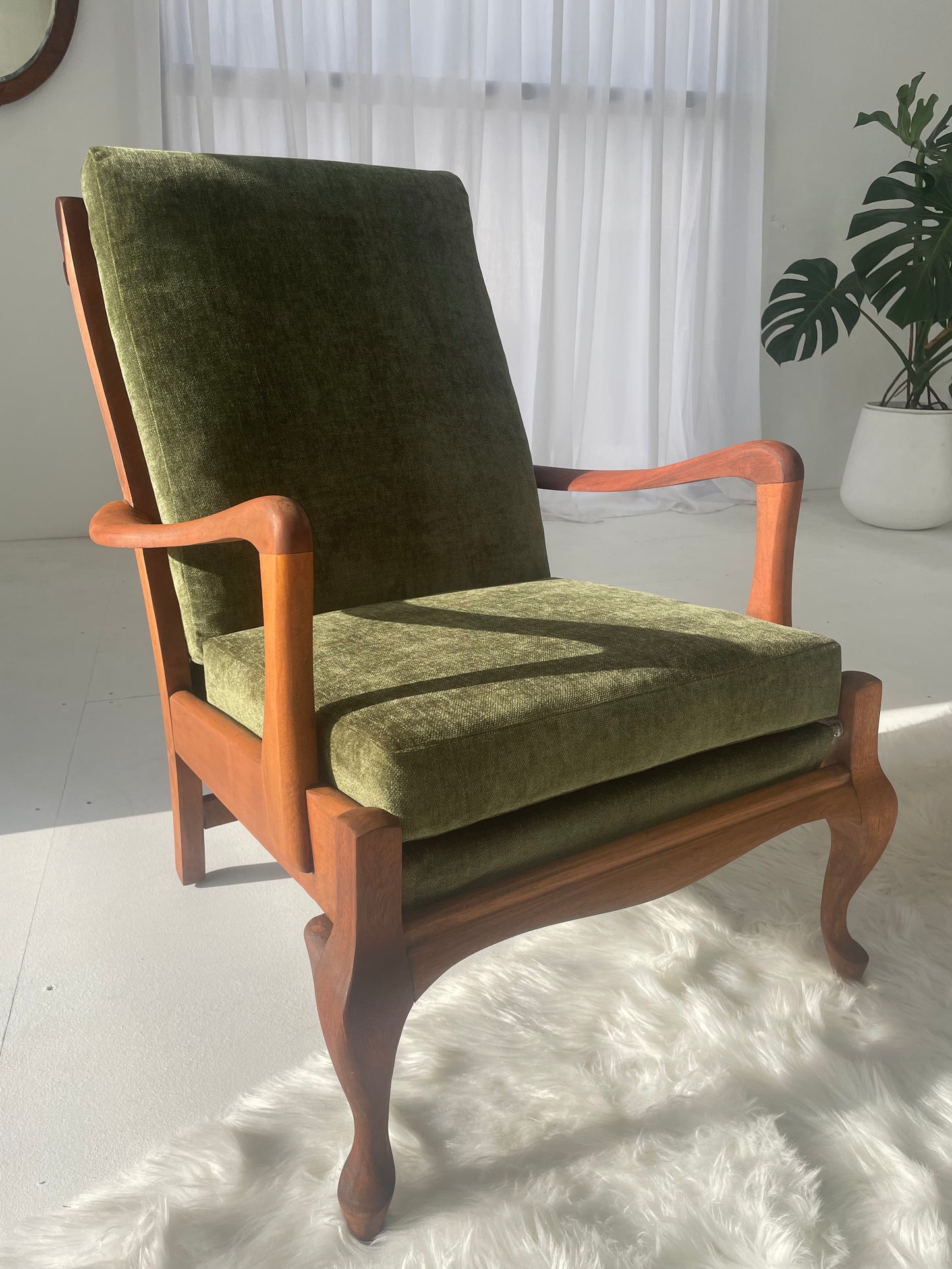 Restored Vintage Green Three-Seater Sofa & Armchairs