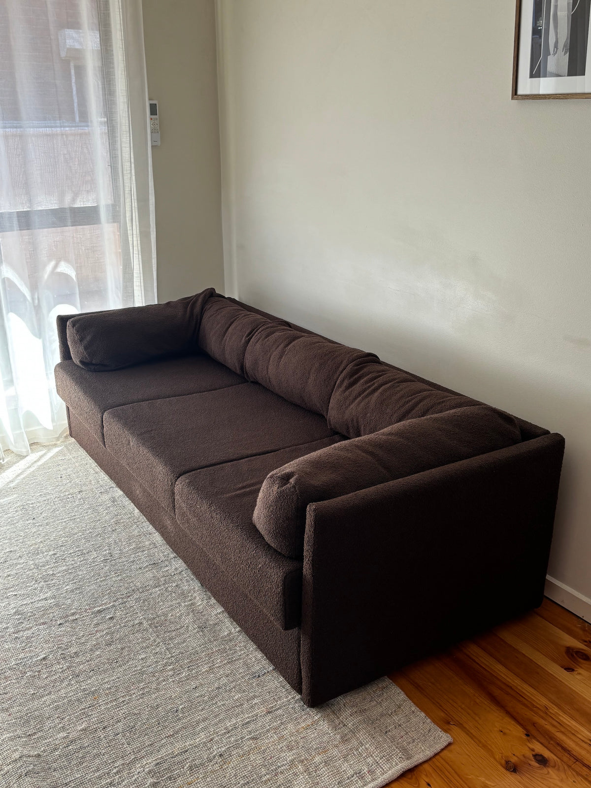 Custom Brown Boucle Sofa