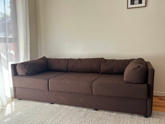 Custom Brown Boucle Sofa