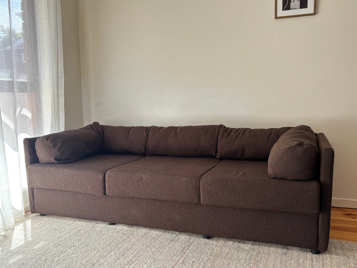 Custom Brown Boucle Sofa