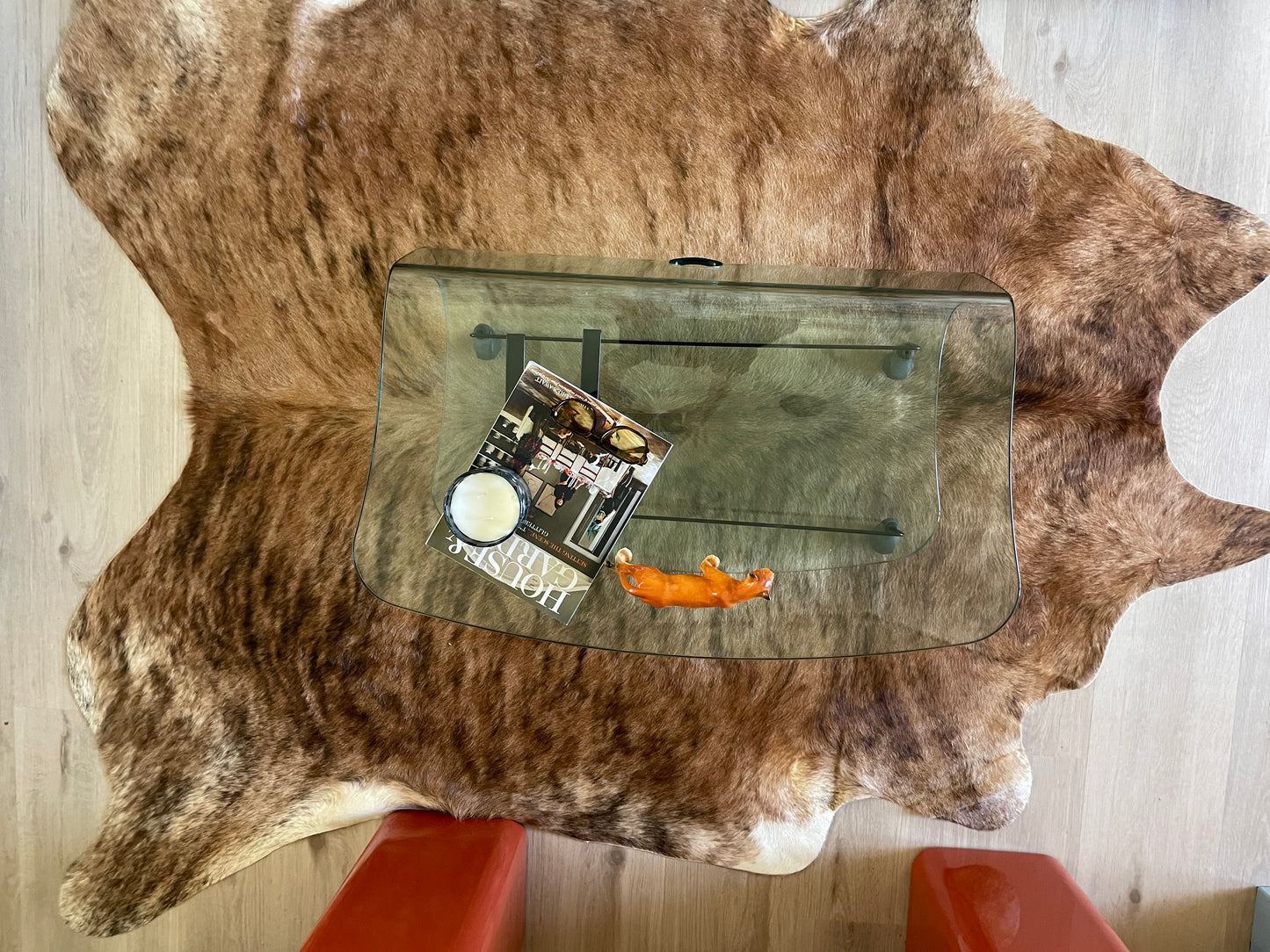 Fiam Italia Curved Glass Coffee Table with Magazine Rack