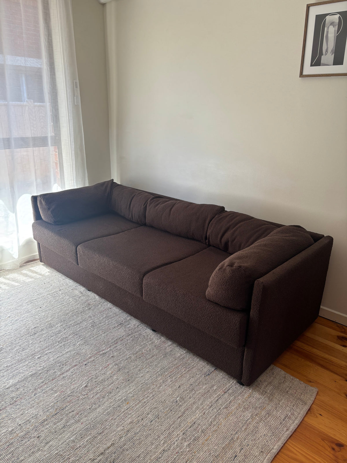 Custom Brown Boucle Sofa