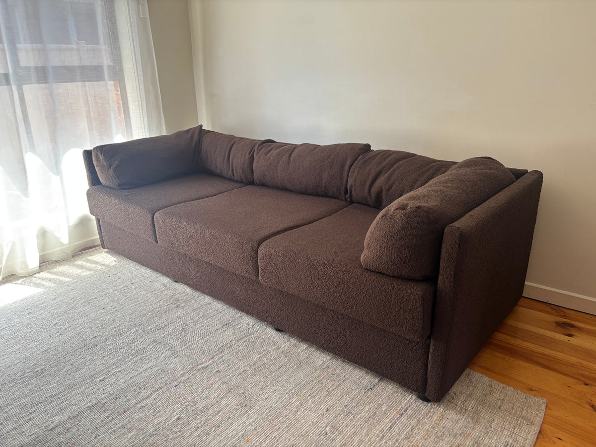 Custom Brown Boucle Sofa