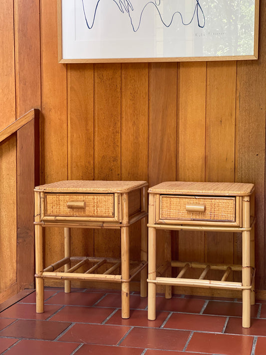 Pair of Rattan Side Tables