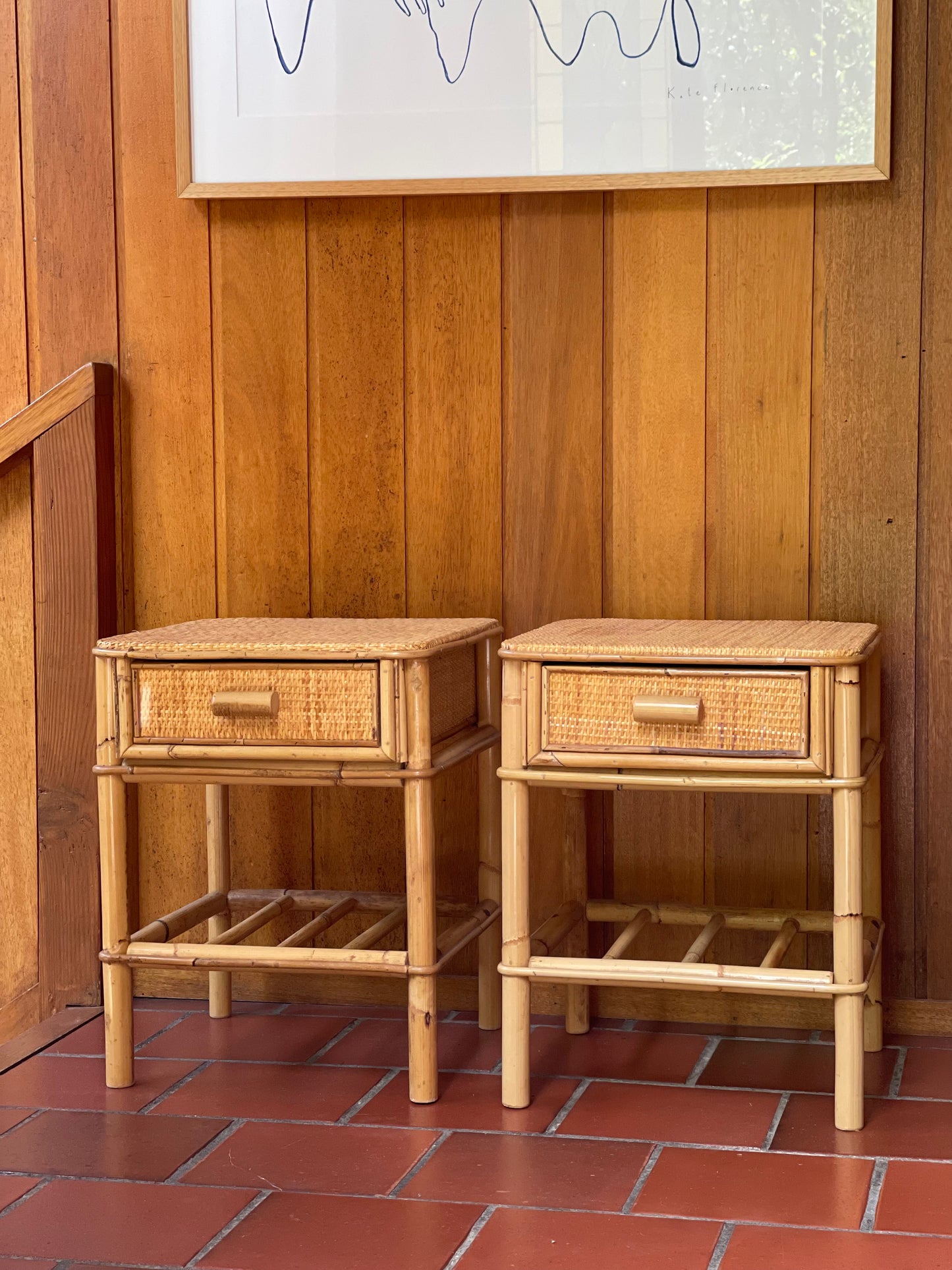 Pair of Rattan Side Tables