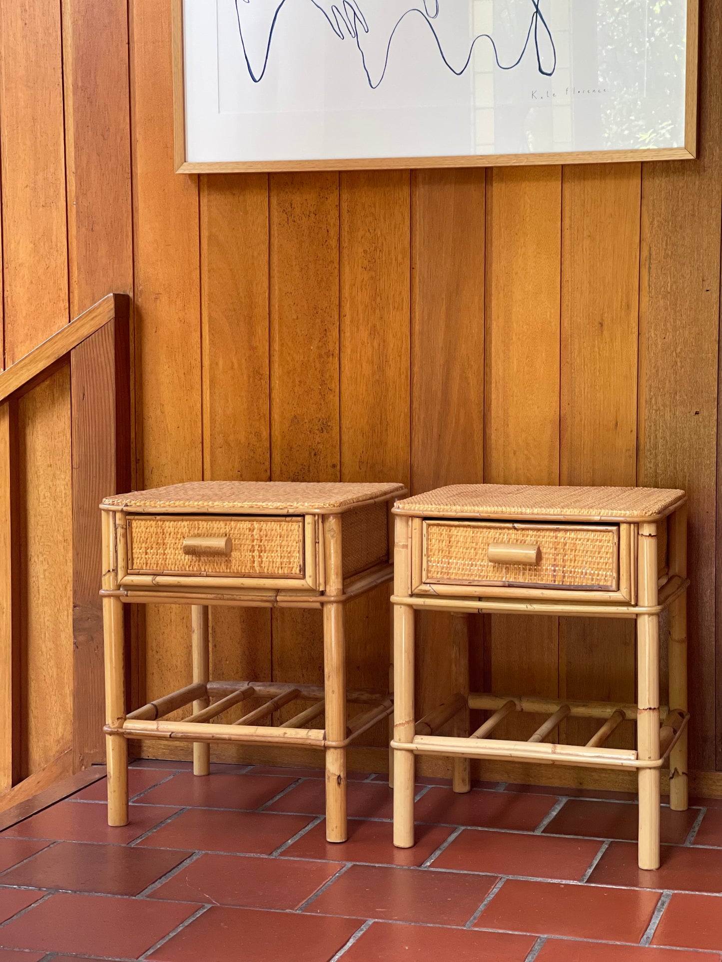 Pair of Rattan Side Tables