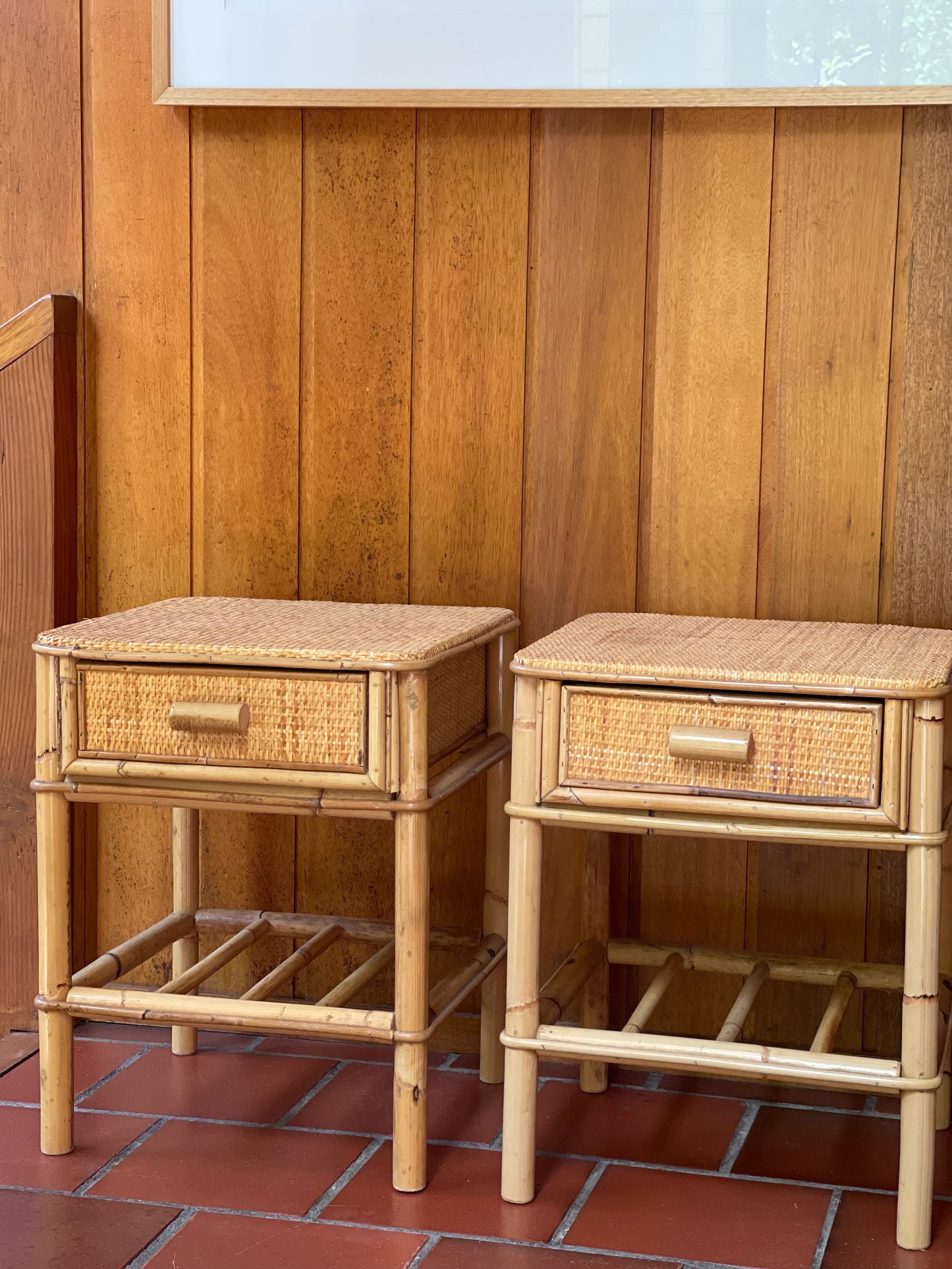 Pair of Rattan Side Tables
