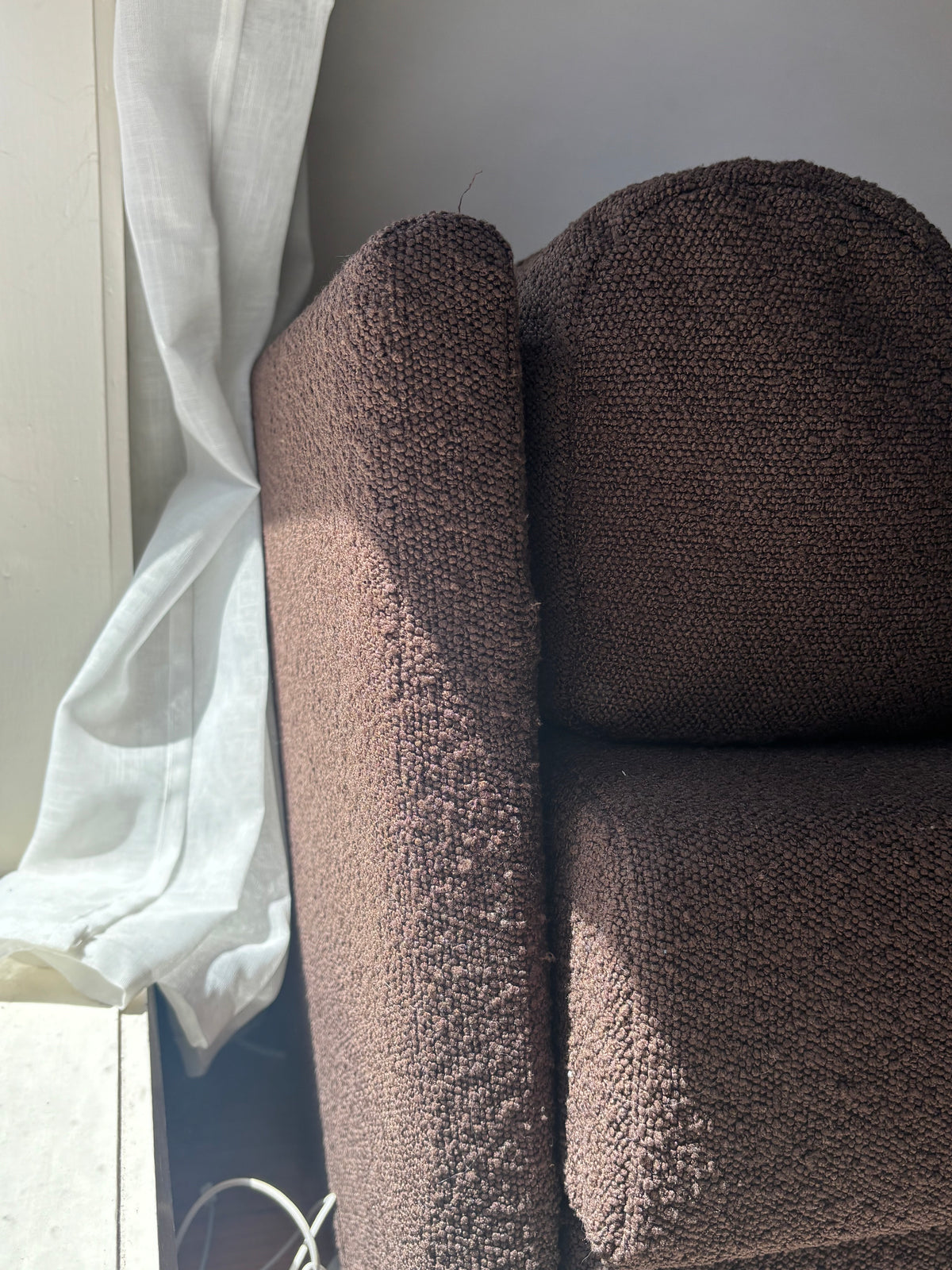 Custom Brown Boucle Sofa