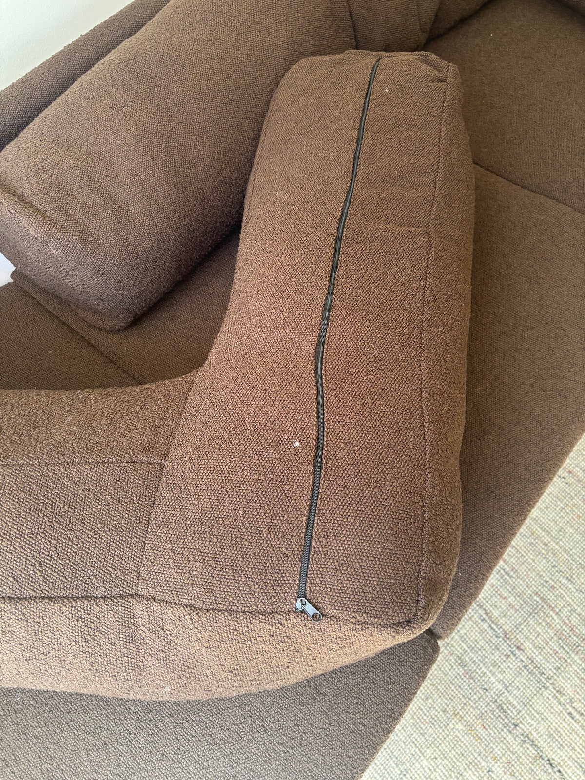 Custom Brown Boucle Sofa