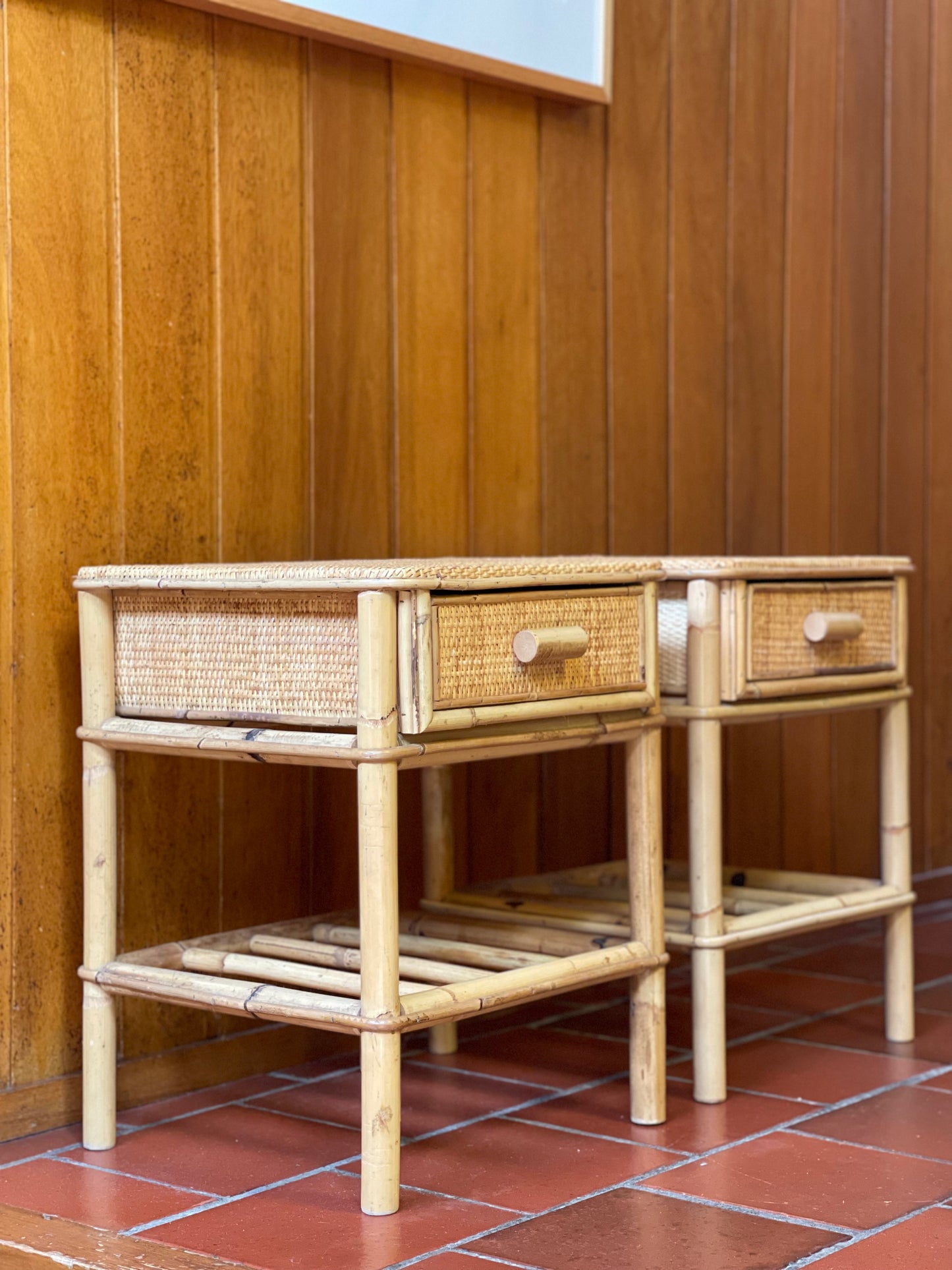 Pair of Rattan Side Tables