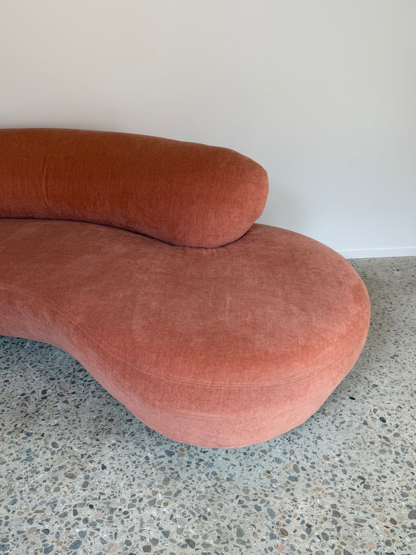 Peachy Velvet Curved Sofa