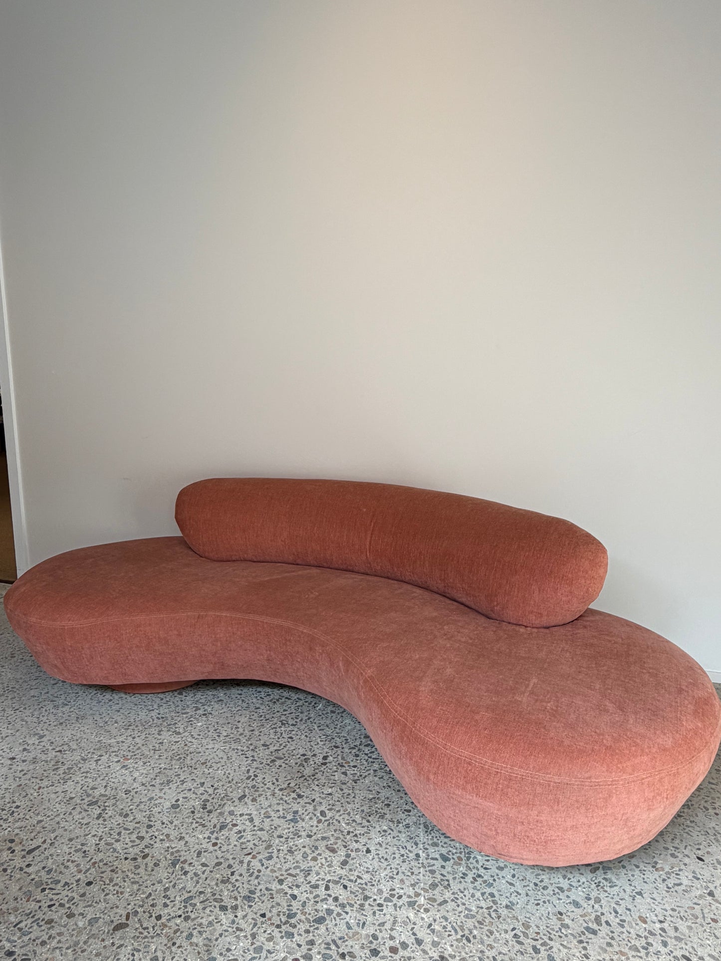 Peachy Velvet Curved Sofa