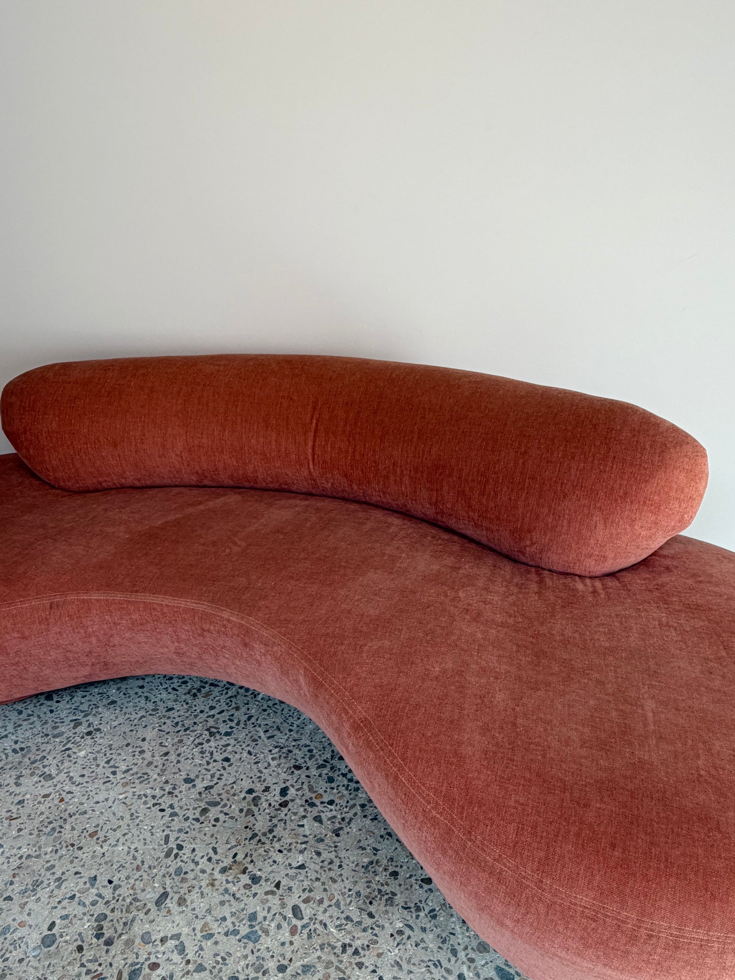 Peachy Velvet Curved Sofa