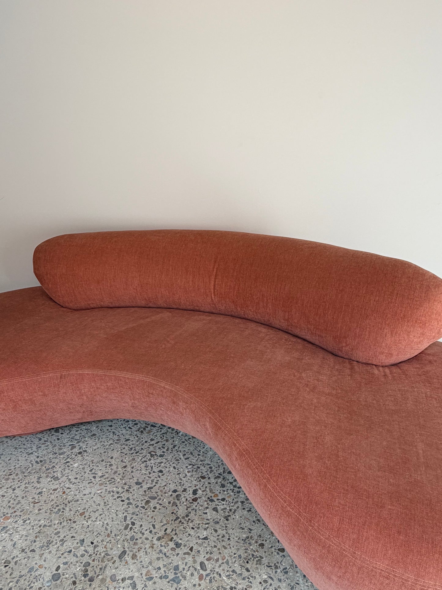 Peachy Velvet Curved Sofa